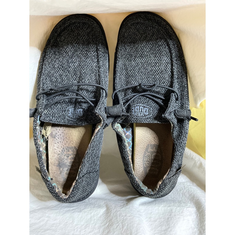Hey Dude Wendy Sox Micro Total Black Women Shoes Size 8 Loafers 40078-0XJ
